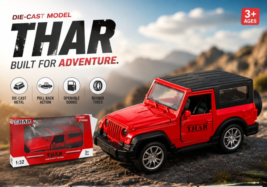 1:32 Scale DieCast Metal 4×4 Thar Jeep Toy Car