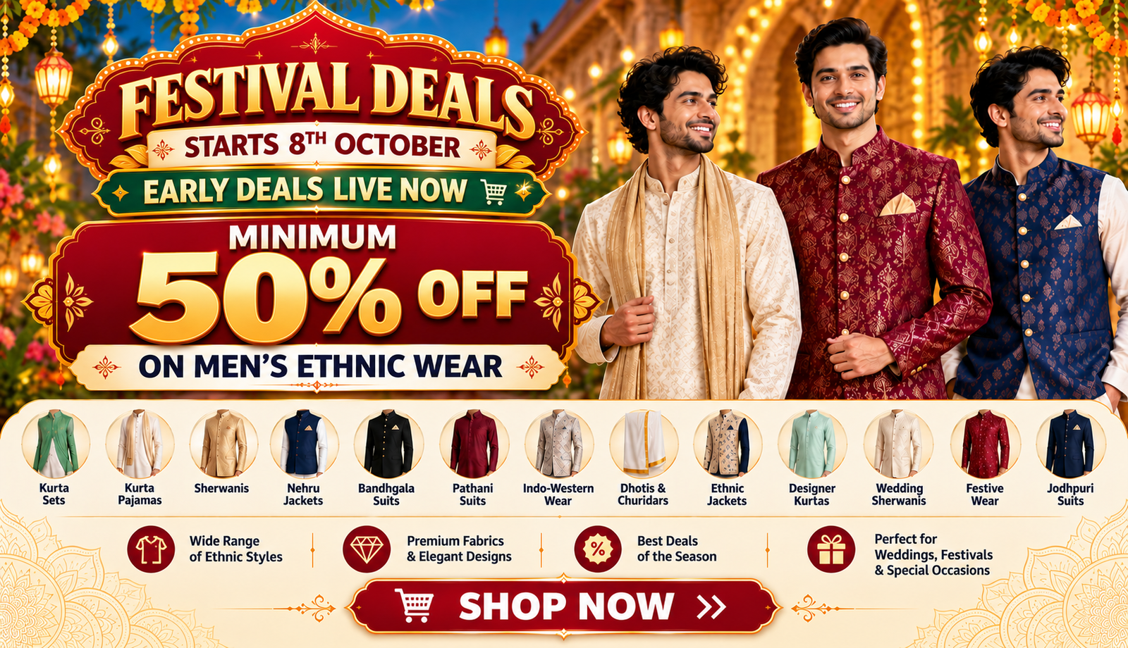 Men’s Ethnic Wear – Minimum 50% Off