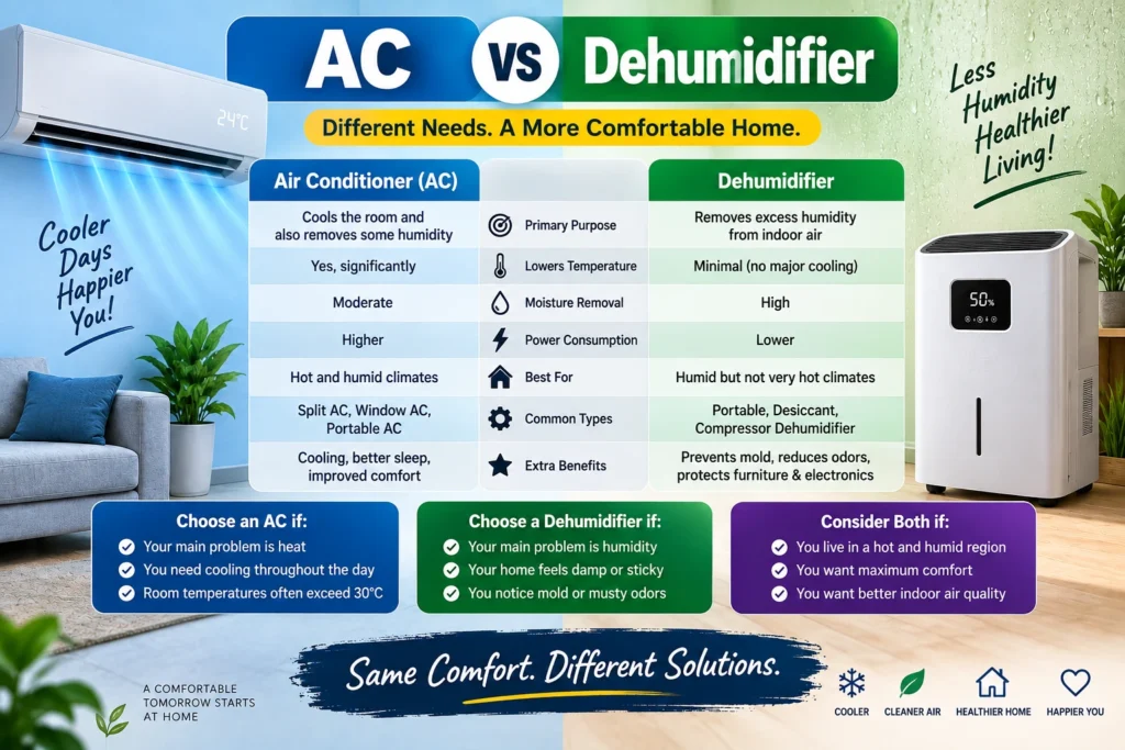 AC Vs Dehumidifier differences image